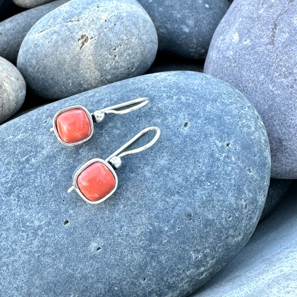 SUNDANCE orange copper turquoise earrings sterling silver gemstone stone gem - Picture 3 of 5